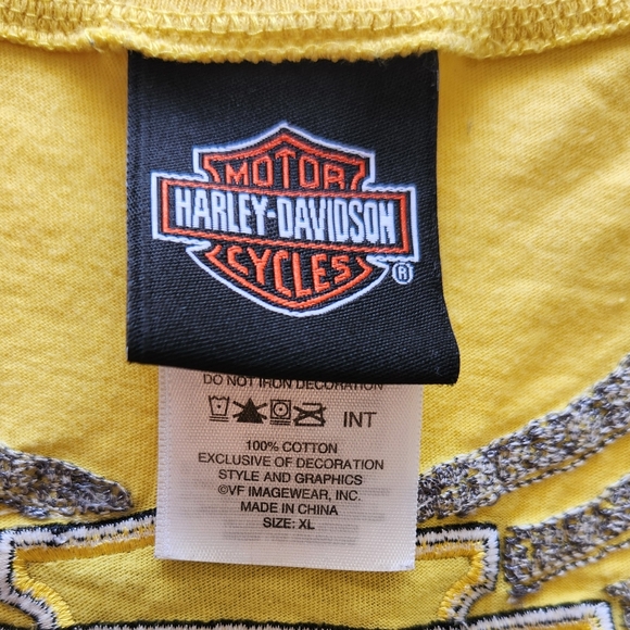Womens‎ Embroidered Vintage Harley Davidson Tank California - Yellow- XL - Picture 3 of 9